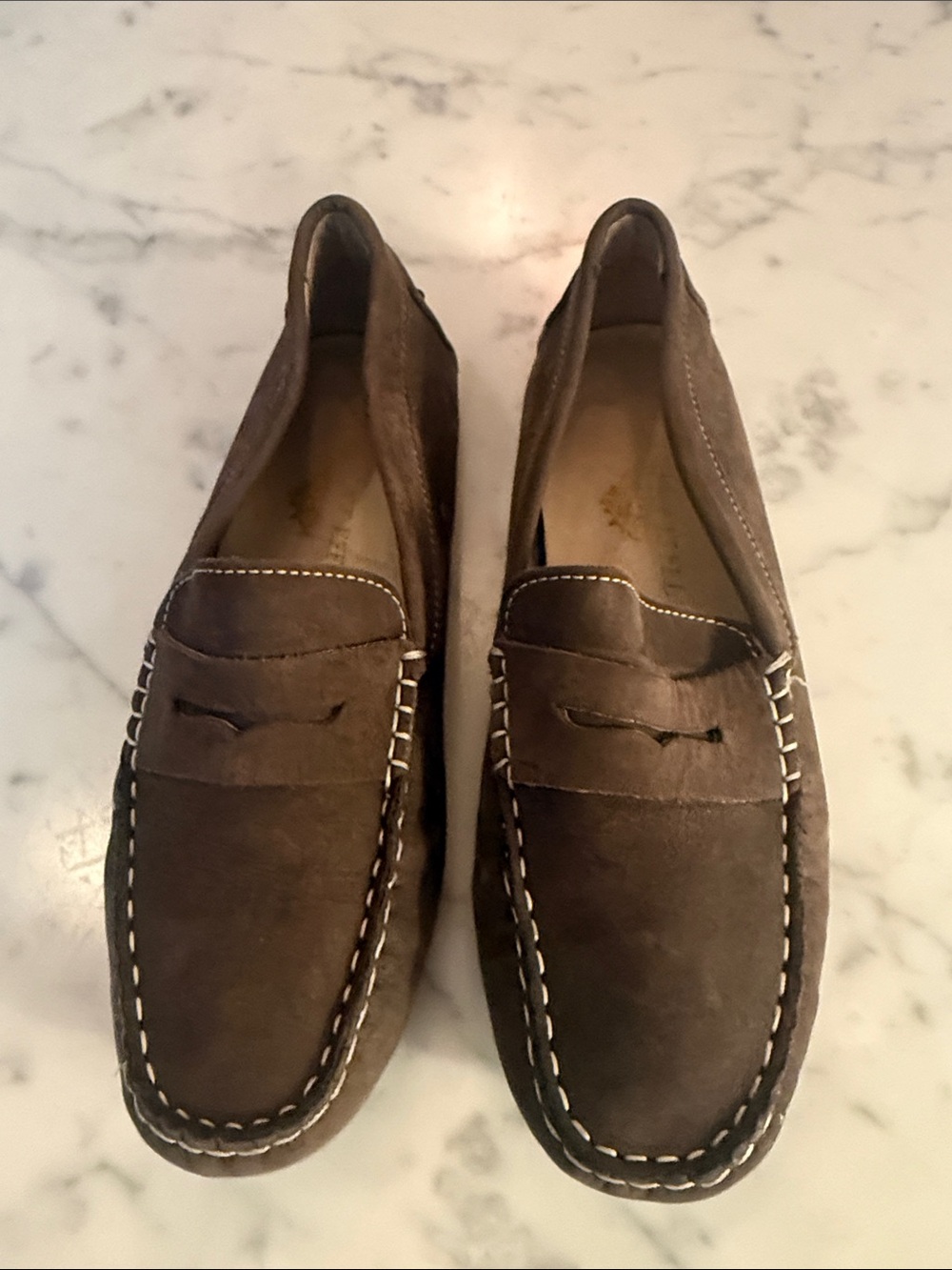 Women's Brown Suede Penny Loafers